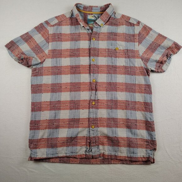 Tommy Bahama Other - Tommy Bahama Red Blue Plaid Silk Button Up Shirt Island Modern Fit Sz Large